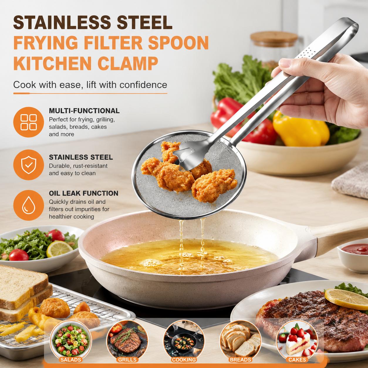 Home Cooking Oil Filter - Cucchiaio colino in acciaio inossidabile a