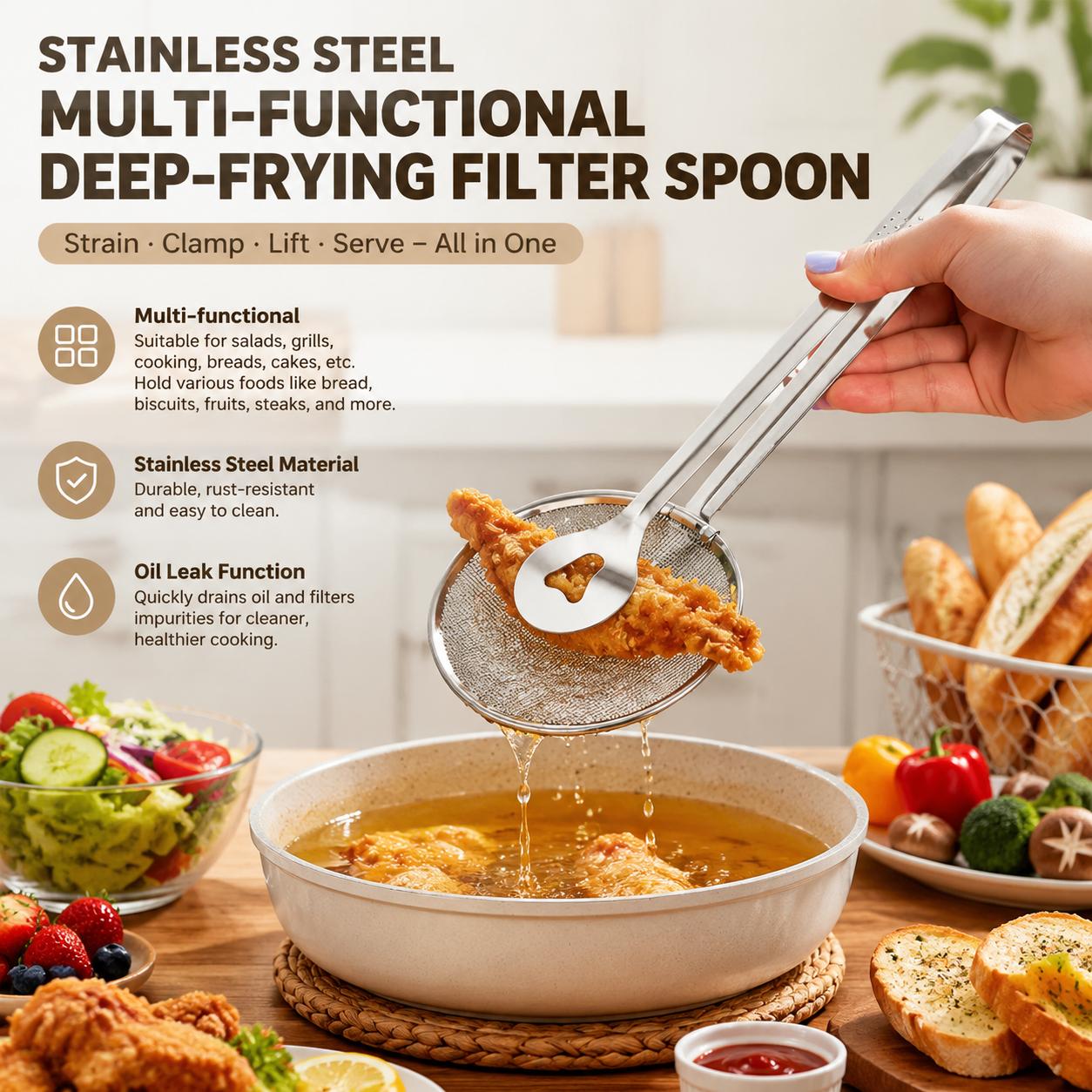 Home Cooking Oil Filter - Cucchiaio colino in acciaio inossidabile a