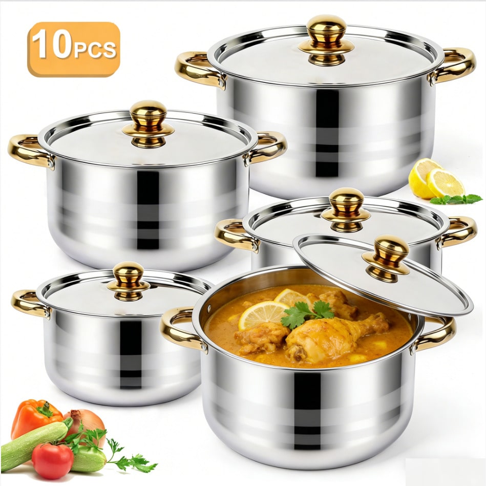 Home Cooking Restaurant - Set di pentole in acciaio inossidabile,